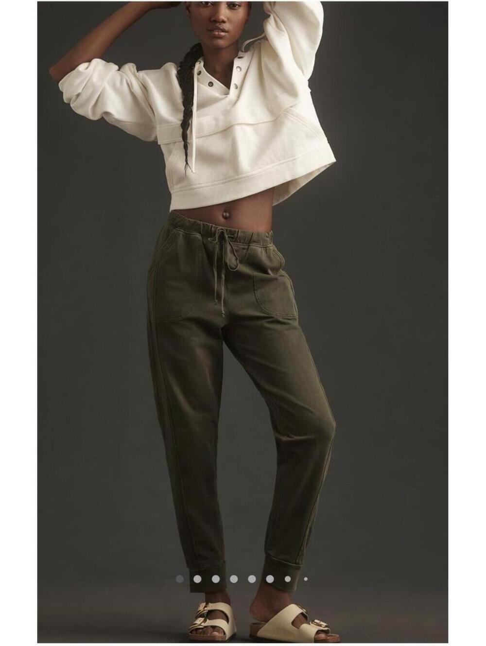 Daily Practice Olive Green Jogger Pants Anthropologie comfy lounge XS